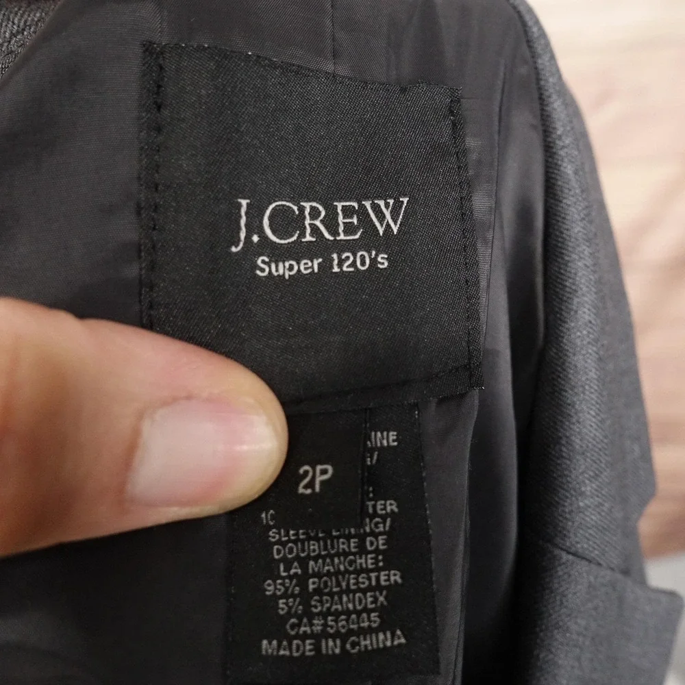 J.Crew Blazer Womens 2P Gray Super 120s Wool Tailored‎ Lined Two Button